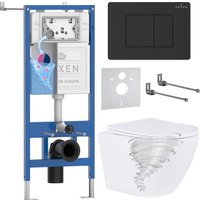 Унитаз подвесной Roxen Antares Tornado в комплекте с инсталляцией StounFix Dual Fresh 6 в 1 868612 (кнопка: оружейная сталь матовая)