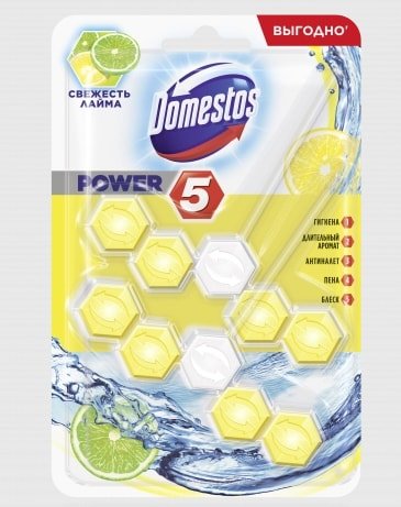 

Средство для унитаза Domestos Power 5 Свежесть лайма 2х0.055 кг