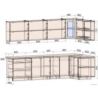 Готовая кухня Интерлиния Мила Матте 1.5x3.0 А правая (индиго/индиго глянец/кастилло темный)