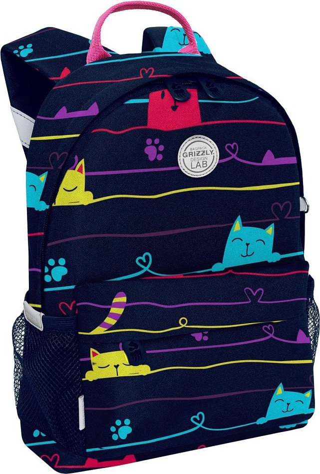 

Детский рюкзак Grizzly Кошечки на синем RK-678-1 (синий)