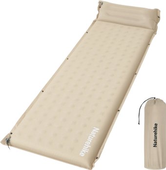 Самонадувающийся коврик Naturehike D Series R4.9 c подушкой (хаки)
