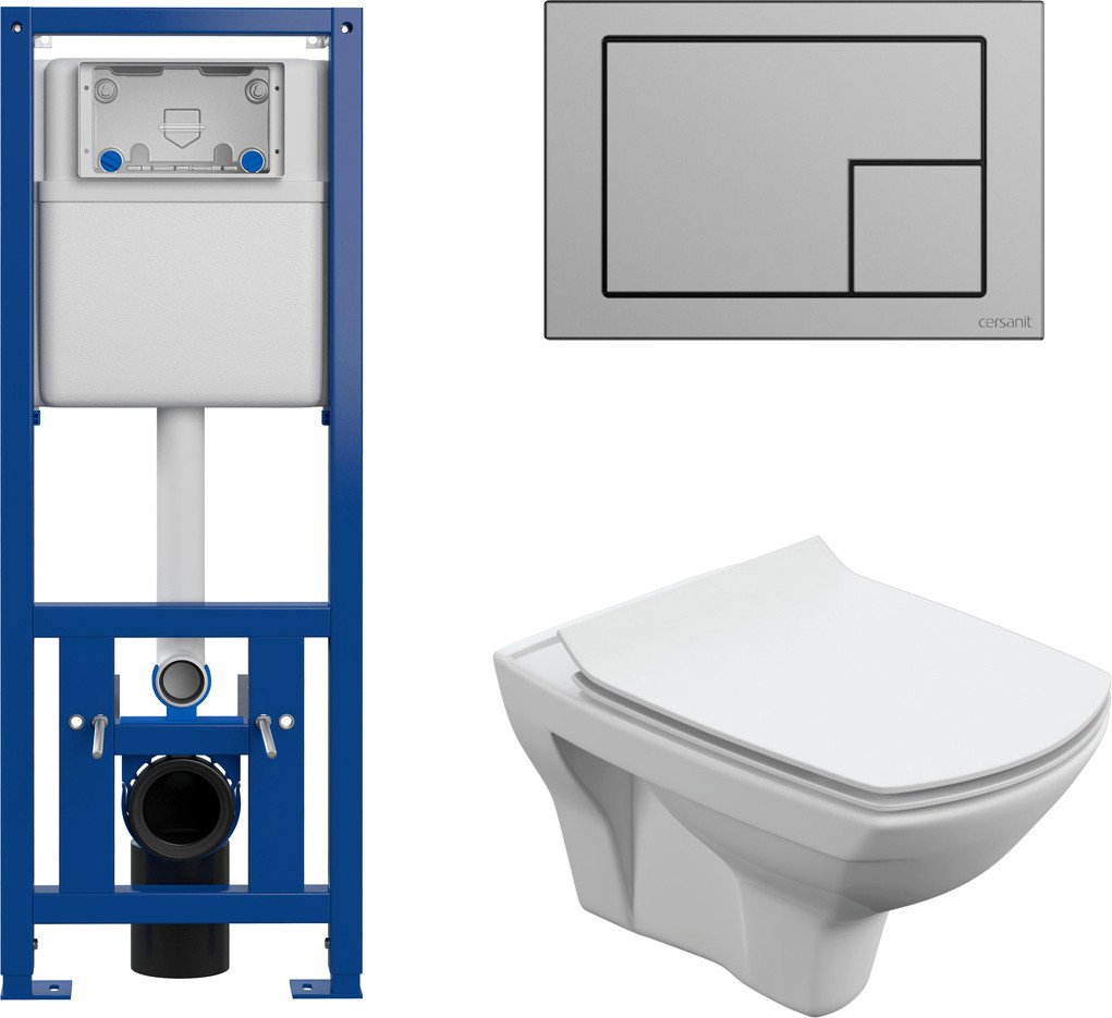 

Унитаз подвесной Cersanit Carina New Clean On с инстал. Link Pro (с кнопкой Corner 64107 хром матовый)