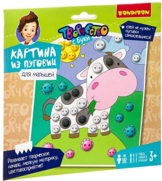 

Набор для создания поделок/игрушек Bondibon Картина из пуговиц. Коровка ВВ3812