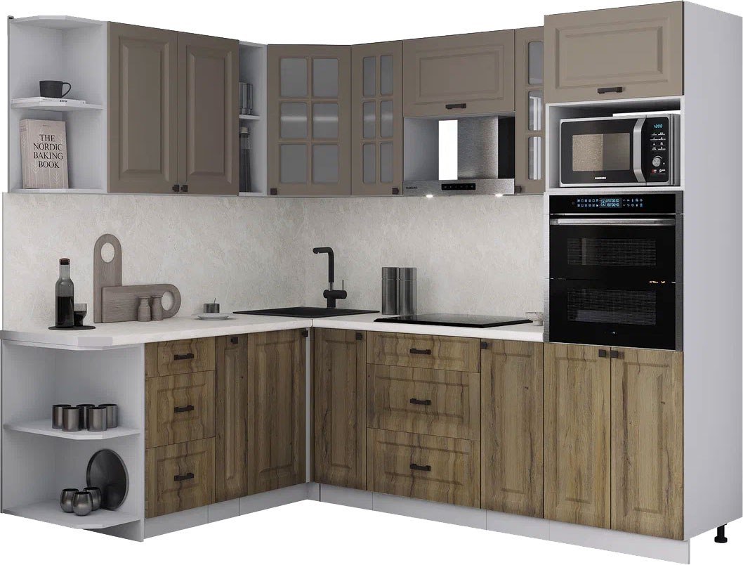 

Готовая кухня Интерлиния Мила Деко 1.88x2.4 LV (дуб вотан/луна/опал светлый)