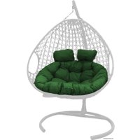 Подвесное кресло M-Group Для двоих Люкс 11510104 (белый ротанг/зеленая подушка)