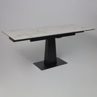 Кухонный стол Lepremo AV 2119 МДФ+керамика раздвижной 1200-1800x800 (натуральный глянцевый Gold Jade/черный)