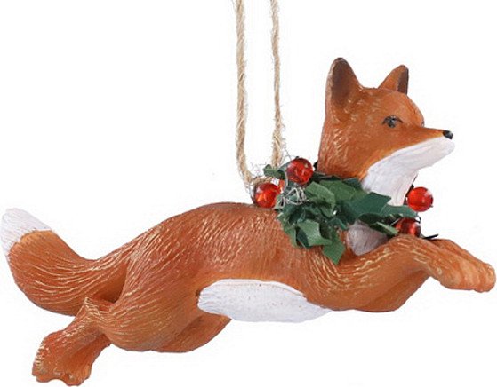 

Елочная игрушка Gisela Graham Woodland Tales Лиса с венком из остролиста и плюща 10031