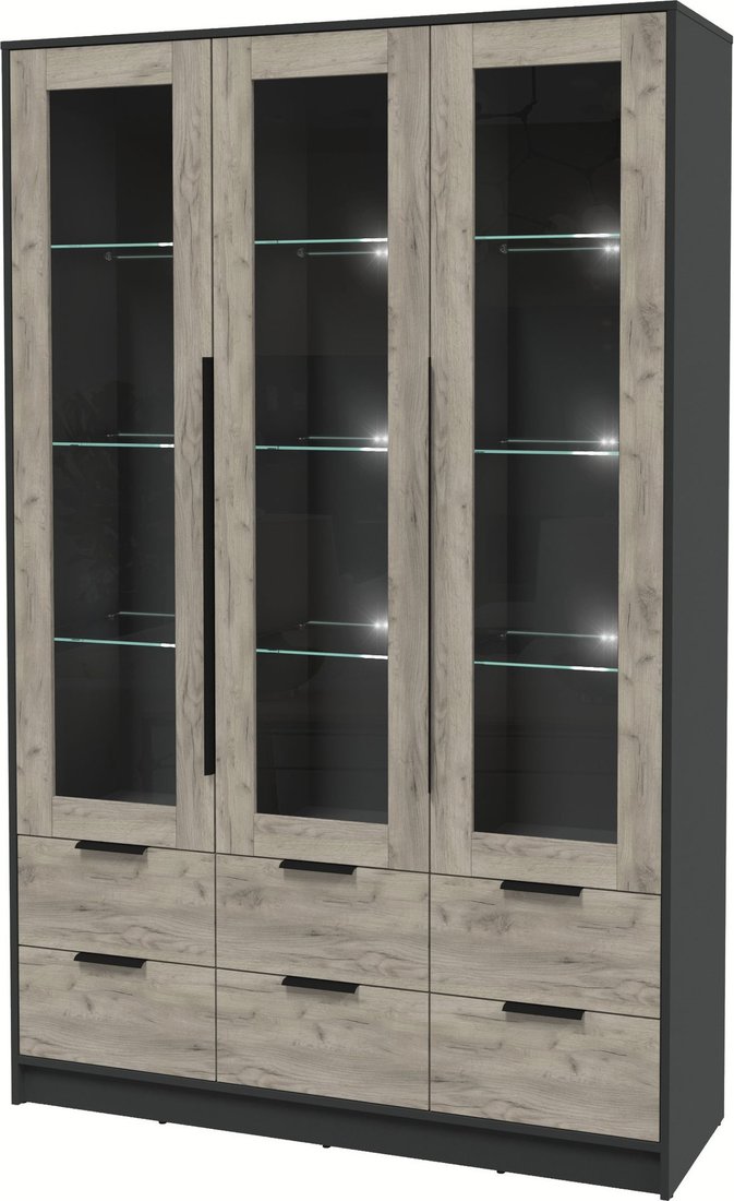 

Шкаф-витрина Интерлиния Концепт КТ-ШВ3 с подсветкой (дуб серый/антрацит)