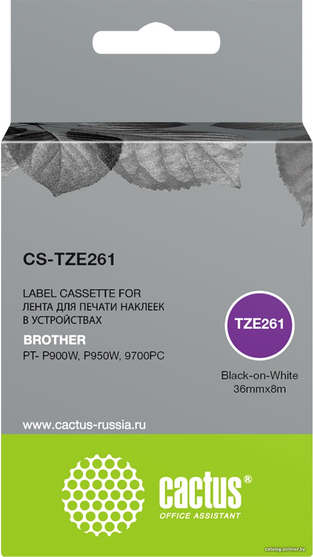 Картридж-лента для термопринтера CACTUS CS-TZE261 (аналог Brother TZe-261)