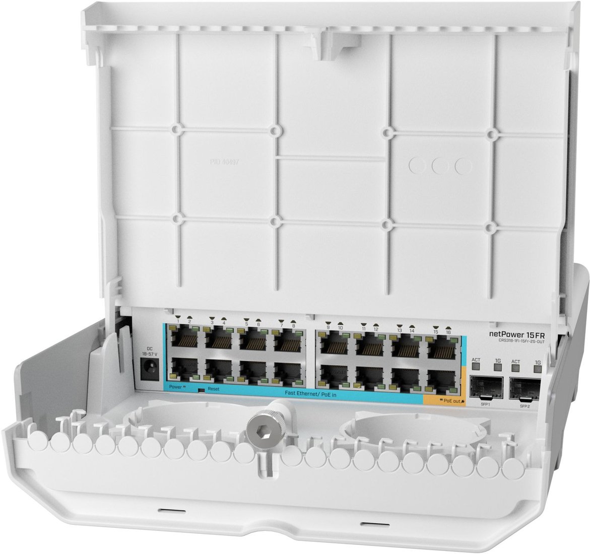 

Управляемый коммутатор 3-го уровня Mikrotik netPower 15FR CRS318-1FI-15FR-2S-OUT