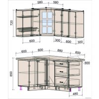 Готовая кухня Интерлиния Мила Деко 1.2x1.5 (индиго/индиго/опал светлый)