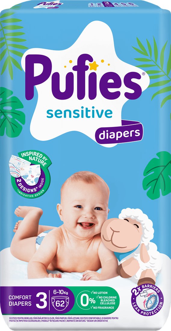 

Подгузники Pufies Sensitive Midi 6-10 кг (96 шт)