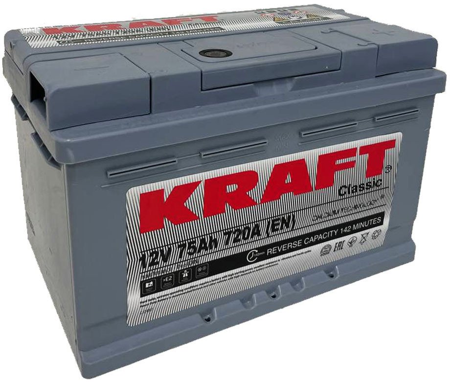 

Автомобильный аккумулятор KRAFT Classic 75 R+ низк. (75 А·ч)