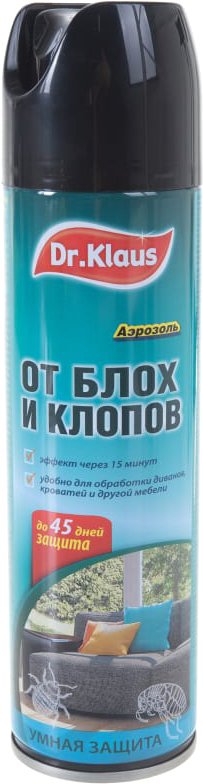

Аэрозоль против насекомых Dr. Klaus От клопов, блох и других насекомых DK06400072 (250 мл)