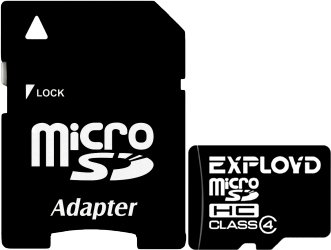 

Карта памяти Exployd microSDHC (Class 4) 8GB + адаптер [EX008GCSDHC4]