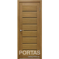 Межкомнатная дверь Portas S21 60x200 (орех карамель, стекло lacobel черный лак)