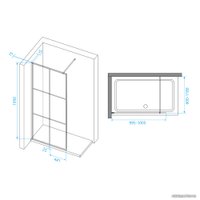 Душевая стенка RGW Walk In WA-111B 411011110-84 100 (черный/прозрачное стекло)