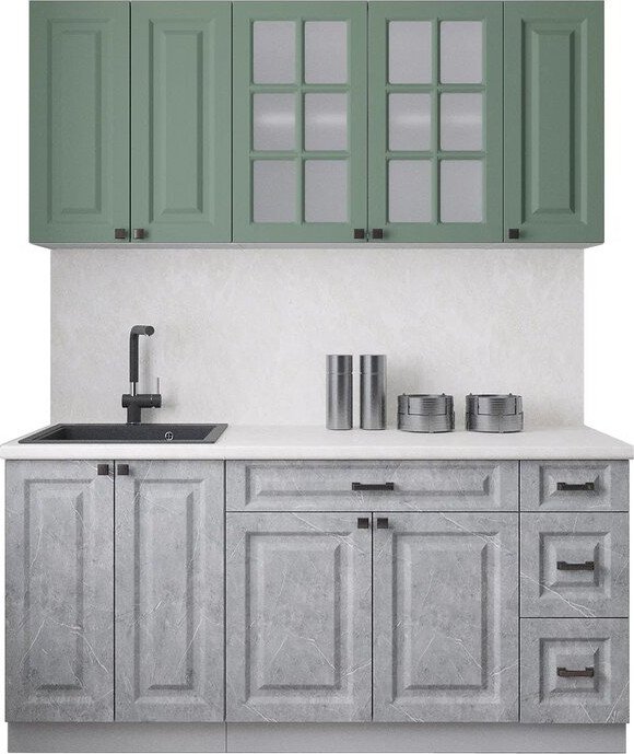 

Готовая кухня Интерлиния Мила Деко 1.7А (керамика/мята/опал светлый)