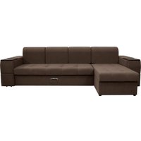 Угловой диван Сириус Лидер-13 с оттоманкой ППУ 330x165 (Eva 27 велюр коричневый)
