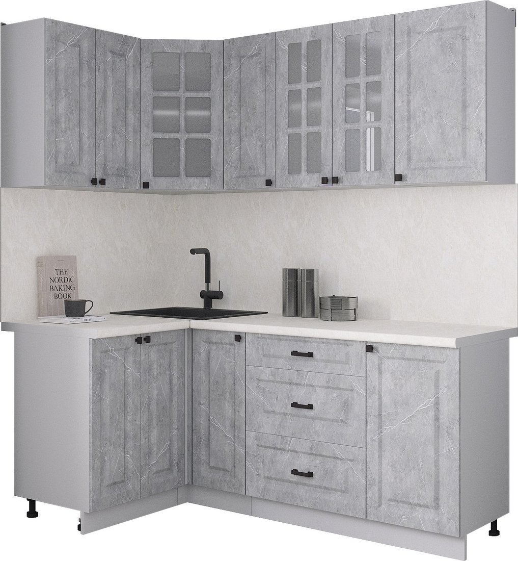 

Готовая кухня Интерлиния Мила Деко 1.2x1.9 (керамика/керамика/опал светлый)