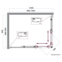 Душевой уголок BelBagno UNO-195-AH-2-100/90-C-Cr (прозрачное стекло)