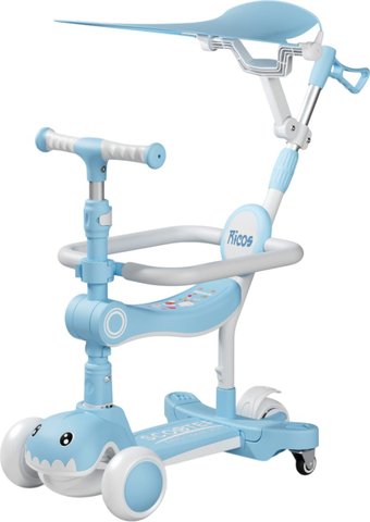 Трехколесный самокат Ricos T-Rex JSCML603B (белый/голубой)