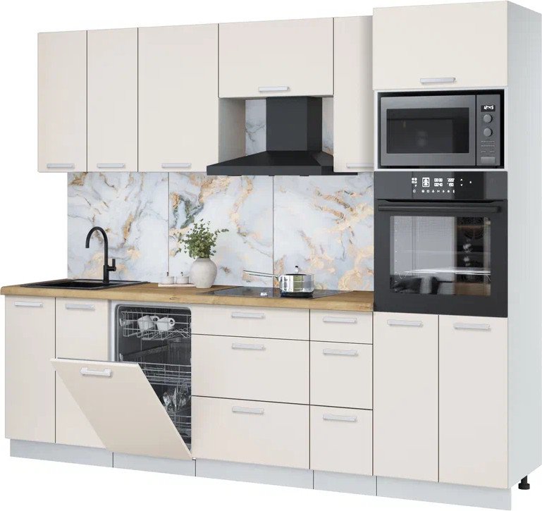 

Готовая кухня Интерлиния Мила Лайт 2.55-ПМ3 (персидский жемчуг/персидский жемчуг/дуб бунратти)