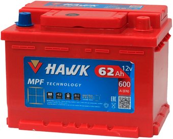 Автомобильный аккумулятор Hawk 62 R+ низк (62 А·ч)