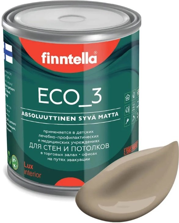 

Краска Finntella Eco 3 Wash and Clean Pehmea F-08-1-1-LG160 0.9 л (светло-корич)