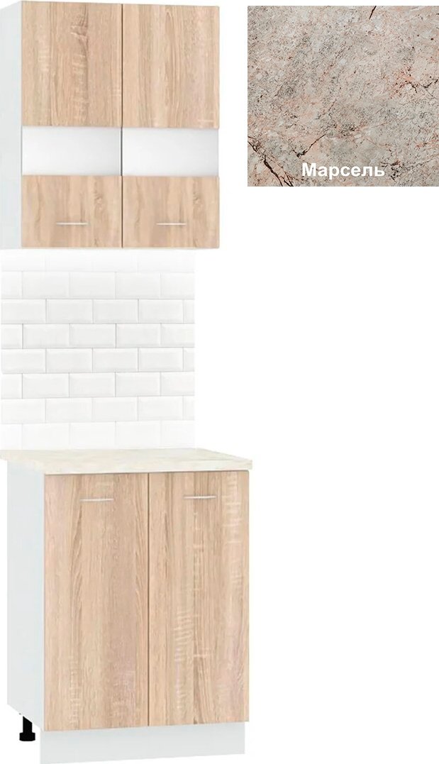 

Готовая кухня Кортекс-мебель Корнелия Экстра 60р2д (дуб сонома/марсель)