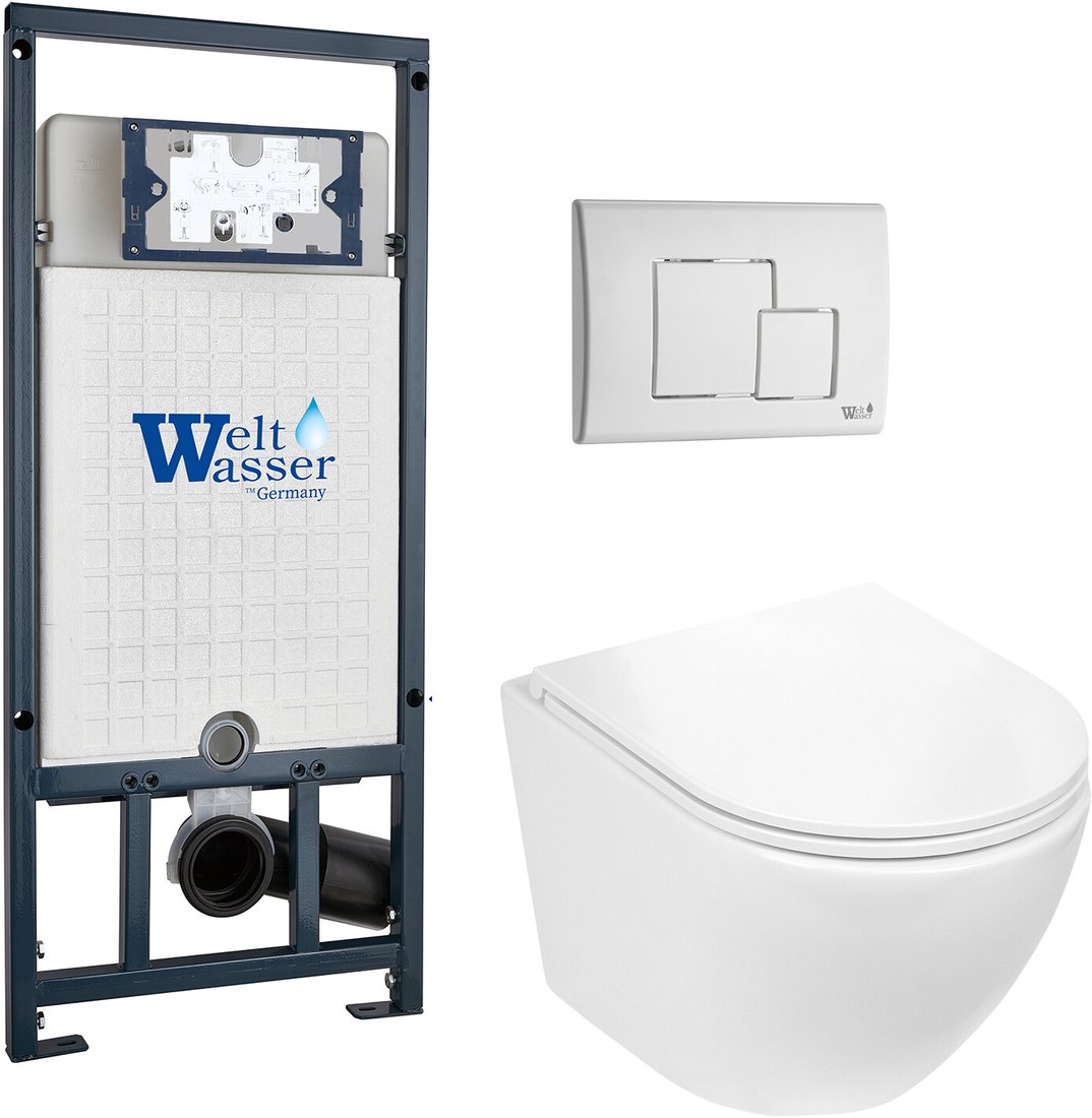 

Унитаз подвесной WeltWasser Marberg 507 + Merzbach 043 GL-WT + Mar 507 SE GL-WT