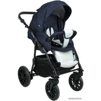 Универсальная коляска Alis Alvaro F (3 в 1, Al 07 темно-синий/белая кожа)