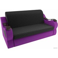 Диван Лига диванов Меркурий 100348 160 см (микровельвет, черный/фиолетовый)