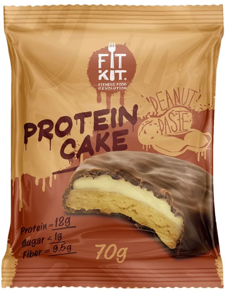 

Протеиновое пирожное FitKit Protein Cake (70 г, арахисовая паста)