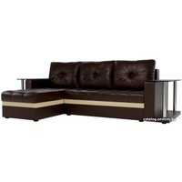 Угловой диван Craftmebel Атланта М угловой 2 стола (боннель, левый, коричневая экокожа)