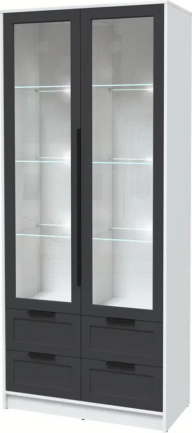 

Шкаф-витрина Интерлиния Концепт Тренд КТ-ШВ2 с подсветкой (белый платинум/пепел)