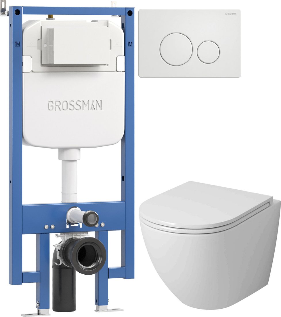 Унитаз подвесной Grossman GR-4455SQ + 900.K42.01.000 + Style 700.K45.05.01M.01M (белый матовый)