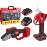  Wortex 1329851 (цепная пила, секатор, 1 АКБ, кейс)