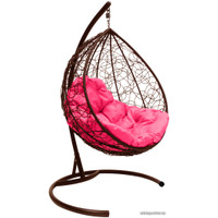 Подвесное кресло M-Group Капля 11020208 (коричневый ротанг/розовая подушка)