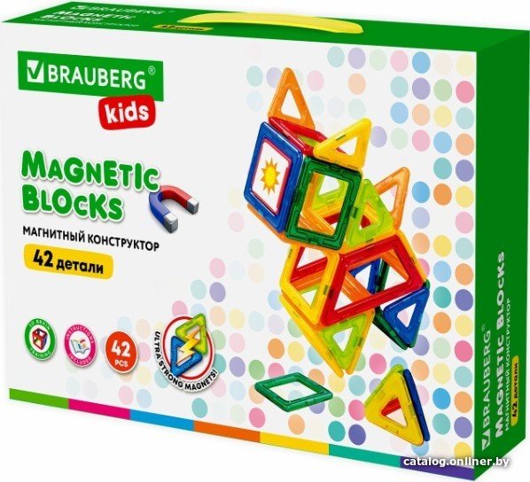 Магнитный конструктор BRAUBERG 663846 Kids Magnetic Big Blocks-42