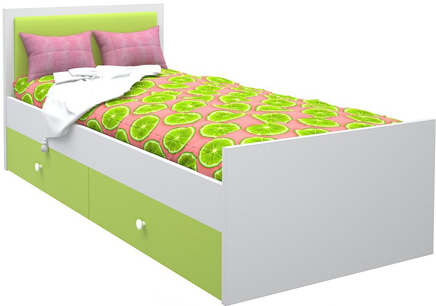 

Кровать-тахта МДК Феникс с мягким изголовьем и ящиками 80x160 Ф4-160-Л (лайм)