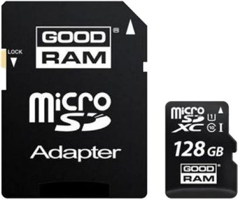 Карта памяти GOODRAM microSDXC (Class 10) 128GB + адаптер [SDU128GXCUHS1AGRR10]
