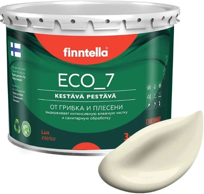 

Краска Finntella Eco 3 Wash and Clean Kermainen F-08-1-3-LG89 2.7 л (белый)