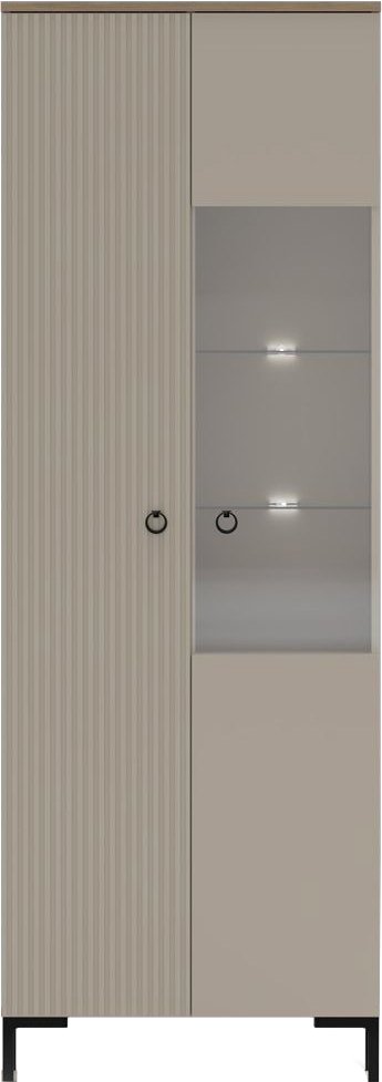 

Шкаф-витрина Black Red White Domenica REG1D1W с подсветкой (глиняный серый/дуб сильвержек ореховый)