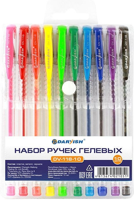 

Набор гелевых ручек Darvish DV-118-10 (10 цв.)