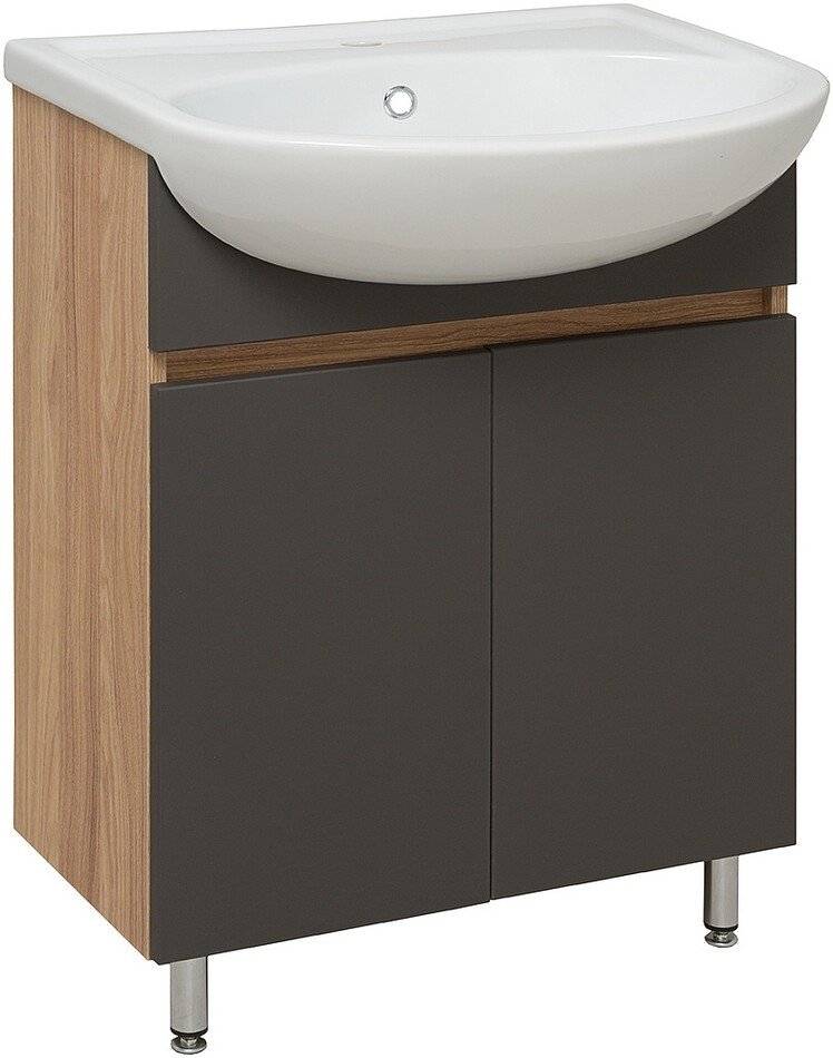 

Runo Тумба под умывальник Лада 60 (напольная, дуб/графит)