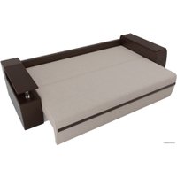 Диван Лига диванов Майами 103003 (рогожка/экокожа/рогожка, бежевый/коричневый)
