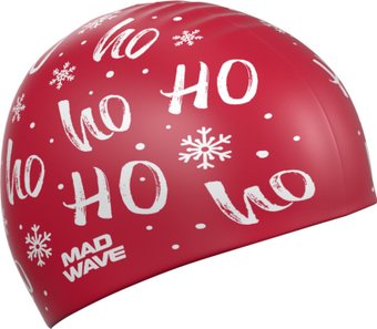 Шапочка для плавания Mad Wave New Year (ho-ho-ho, красный)
