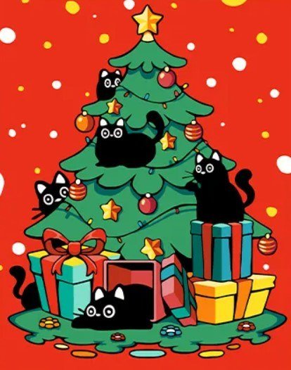 

Картина по номерам PaintLine Котики с елкой PL-00349