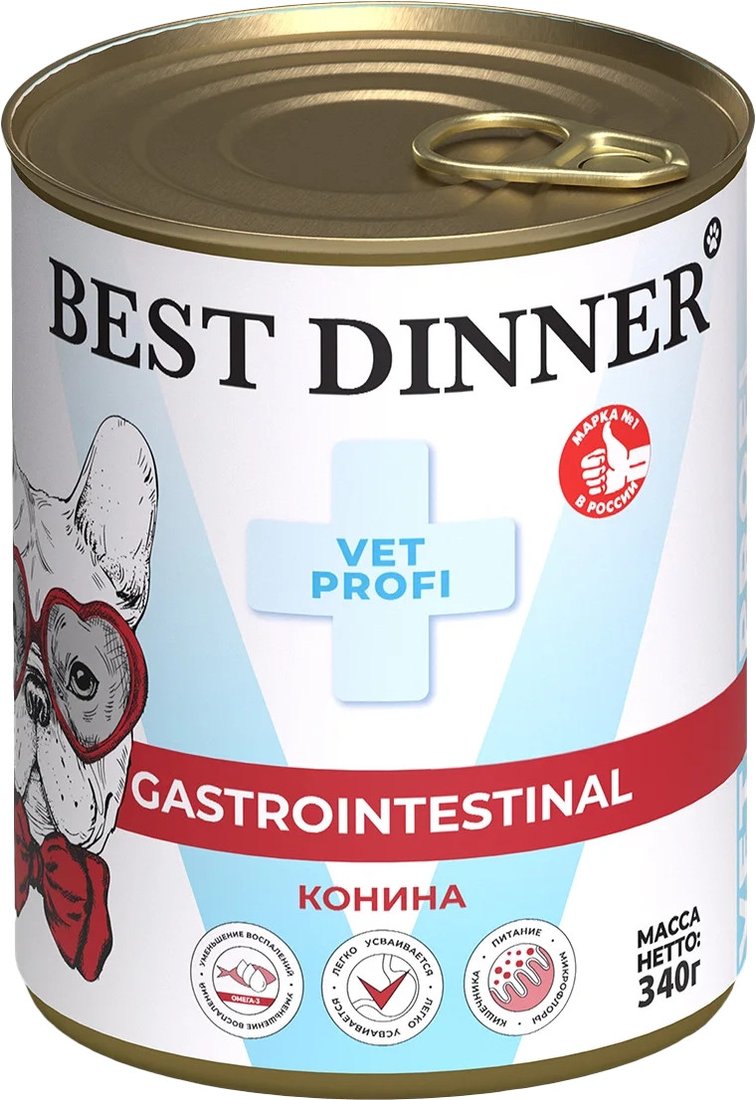 

Консервированный корм для собак Best Dinner Gastro Intestinal Exclusive Конина (340г)